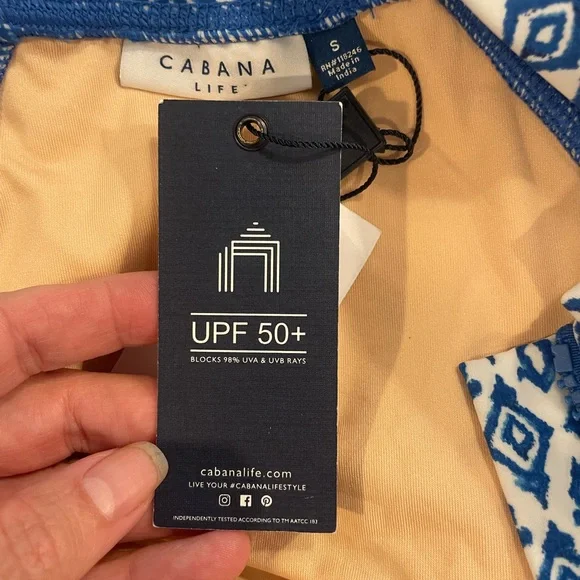 CABANA LIFE NWT UPF 50 Sun Protective zip-front unisuit in blue/white - small - Picture 6 of 6
